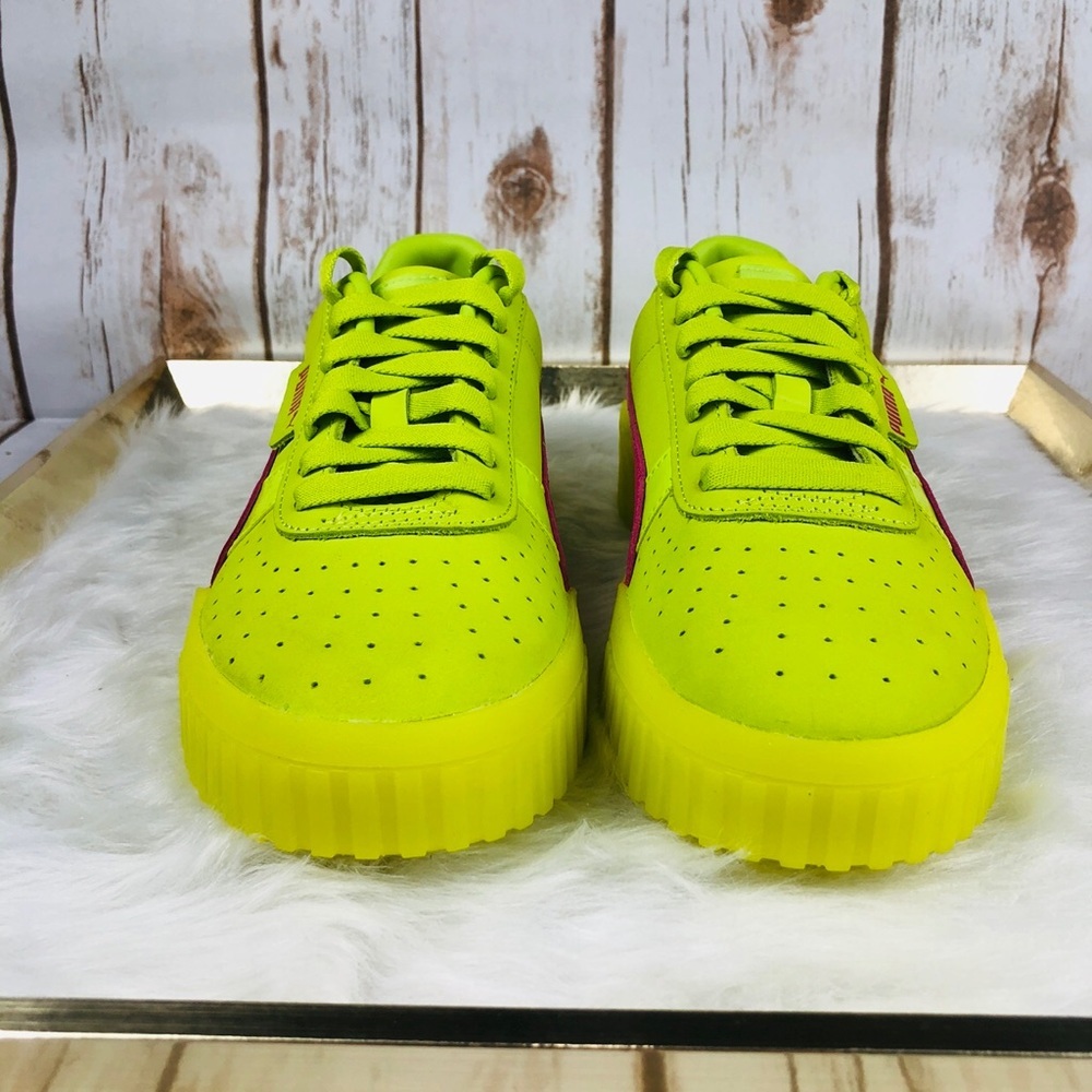 New Rare Puma Cali 90s Neon Lime Fuchsia Sneakers - Picture 4 of 8